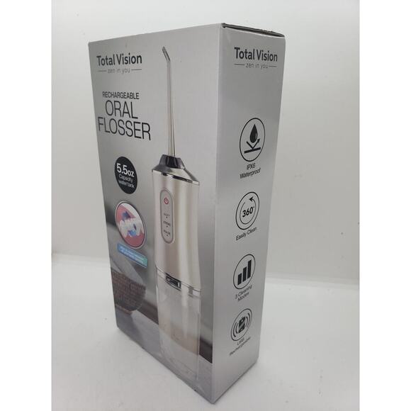 Total Vision Rechargeable Oral Flosser 5.5oz Water Tank Dental USB Waterproof - Picture 3 of 8